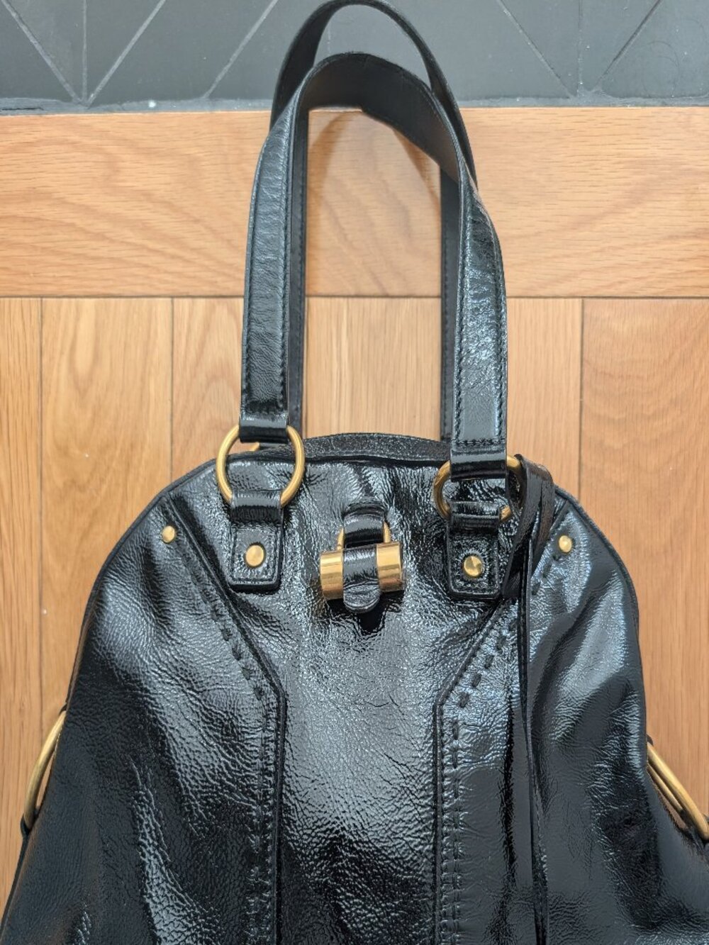 YSL Muse Patent Gold Hardware